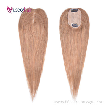 Silk Top Human Hair Topper Weft Supplier 6*9cm Silk Base Top Hairpiece Virgin Brazilian Clip in Hair Topper for Women